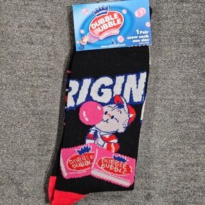 Dubble Bubble Gum Crew Socks Mens 8-12 Womens 9-14 Black Novelty Candy Retro NEW